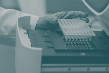 Mikrotiterplatte in einem automatisierten Labor-Analysegerät für High-Speed-Routinediagnostik